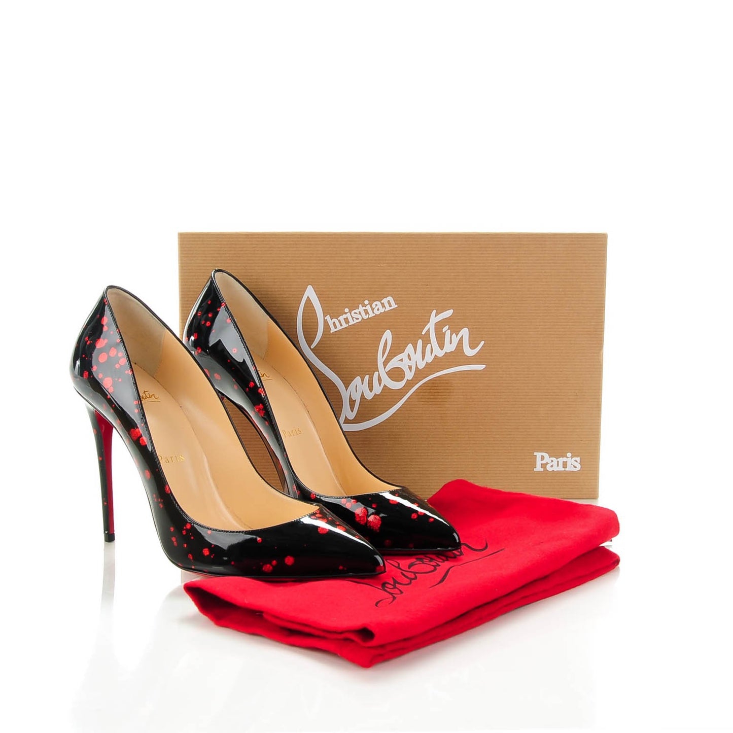 Patent Pollock Pigalle Follies 100 Pumps 37.5 Black Red