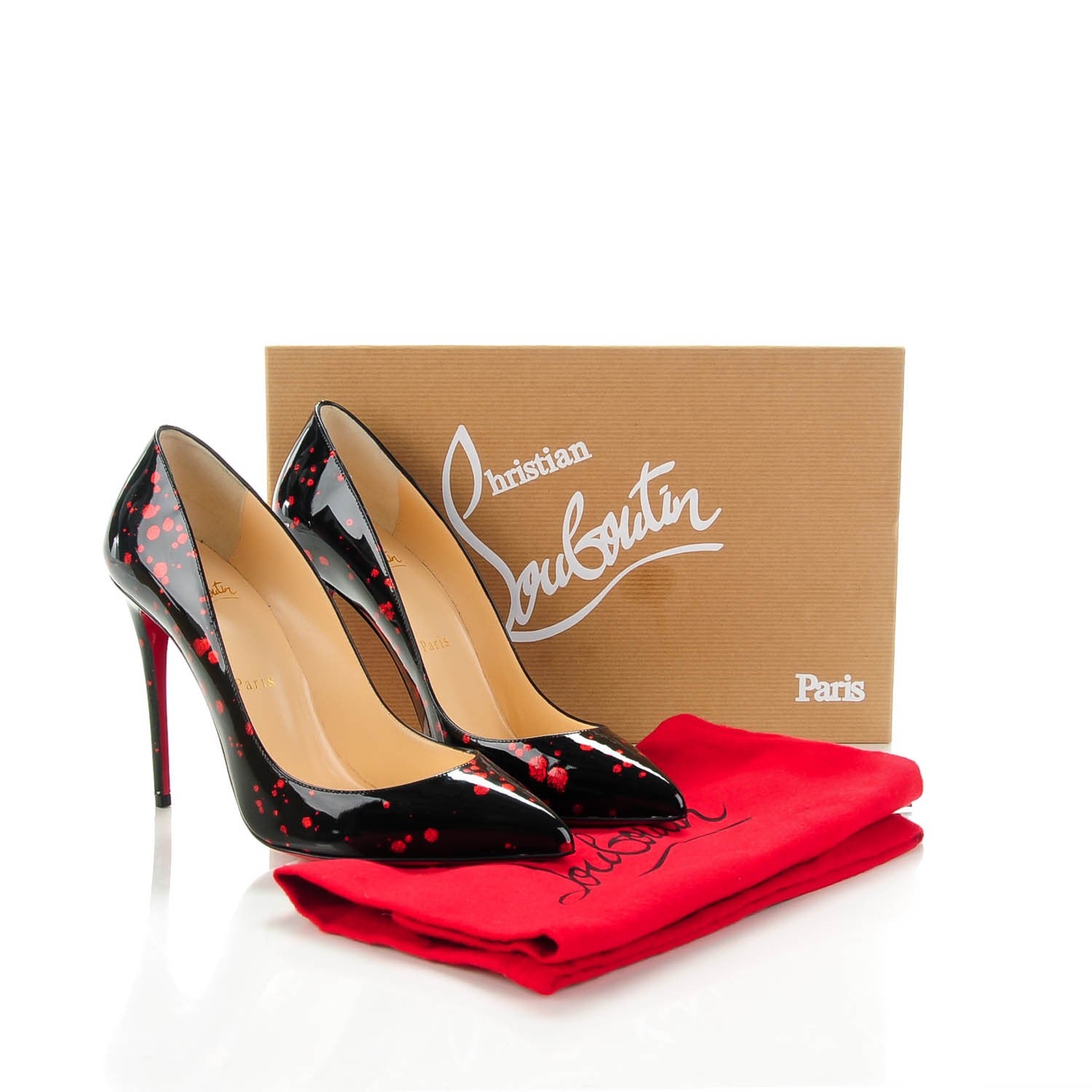 Christian Louboutin Patent Pollock Pigalle Follies 100 Pumps 37.5 Black Red 5 of 7