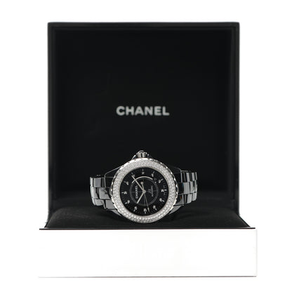Chanel Stainless Steel Ceramic Diamond Pave Bezel 41mm J12 Automatic Watch Black 5 of 5