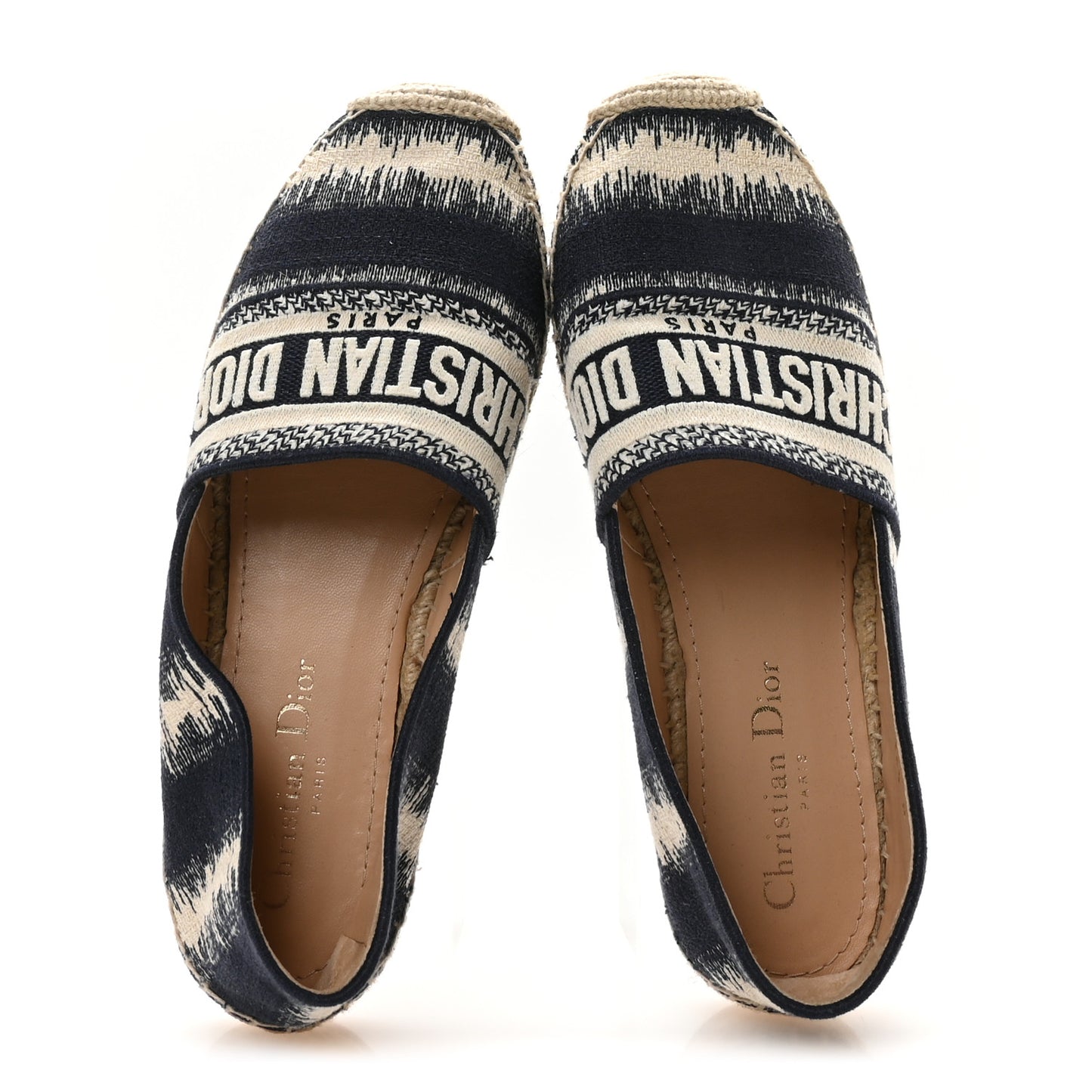 Cotton D-Stripes Embroidered Granville 15mm Espadrilles 36.5 Deep Blue