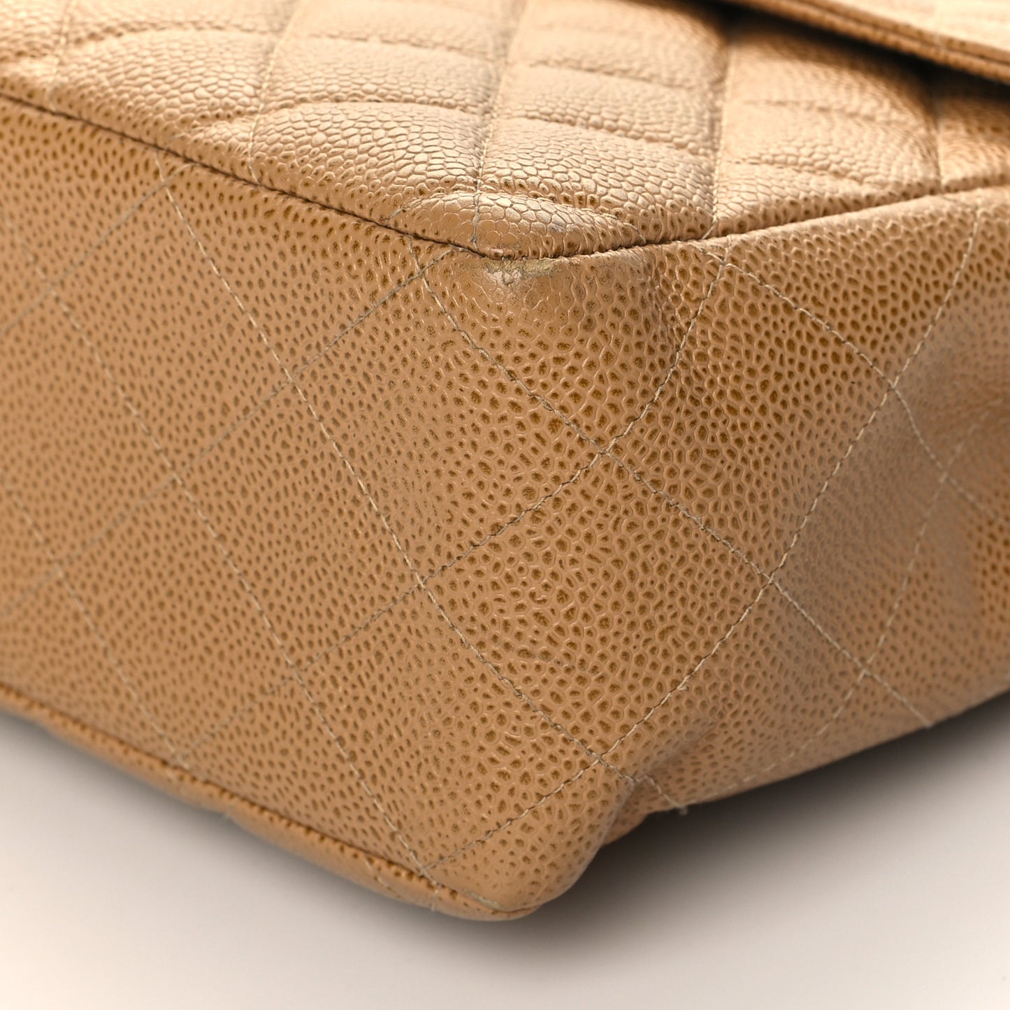 Caviar Quilted Jumbo Single Flap Beige
