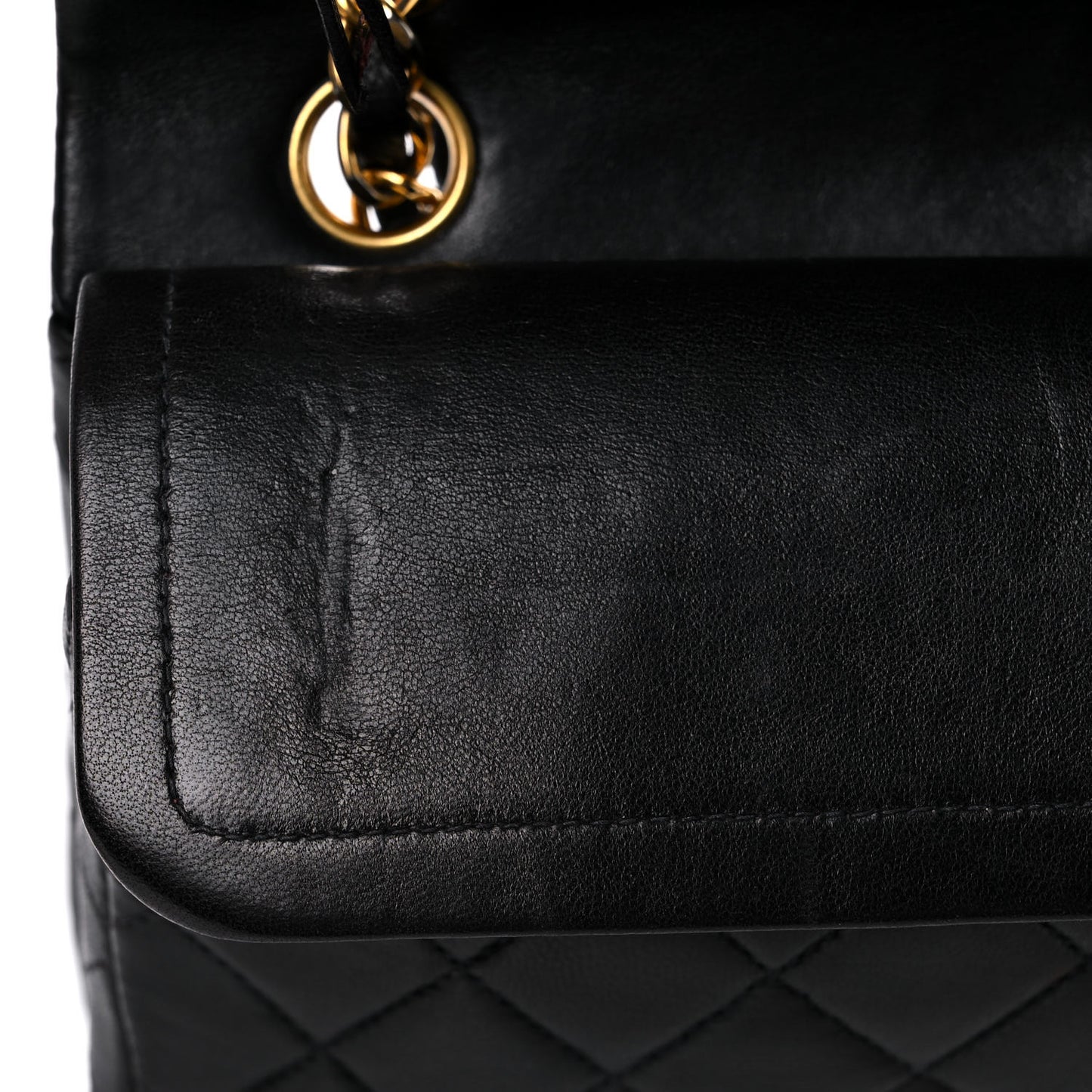 Lambskin Quilted Medium Double Flap Black