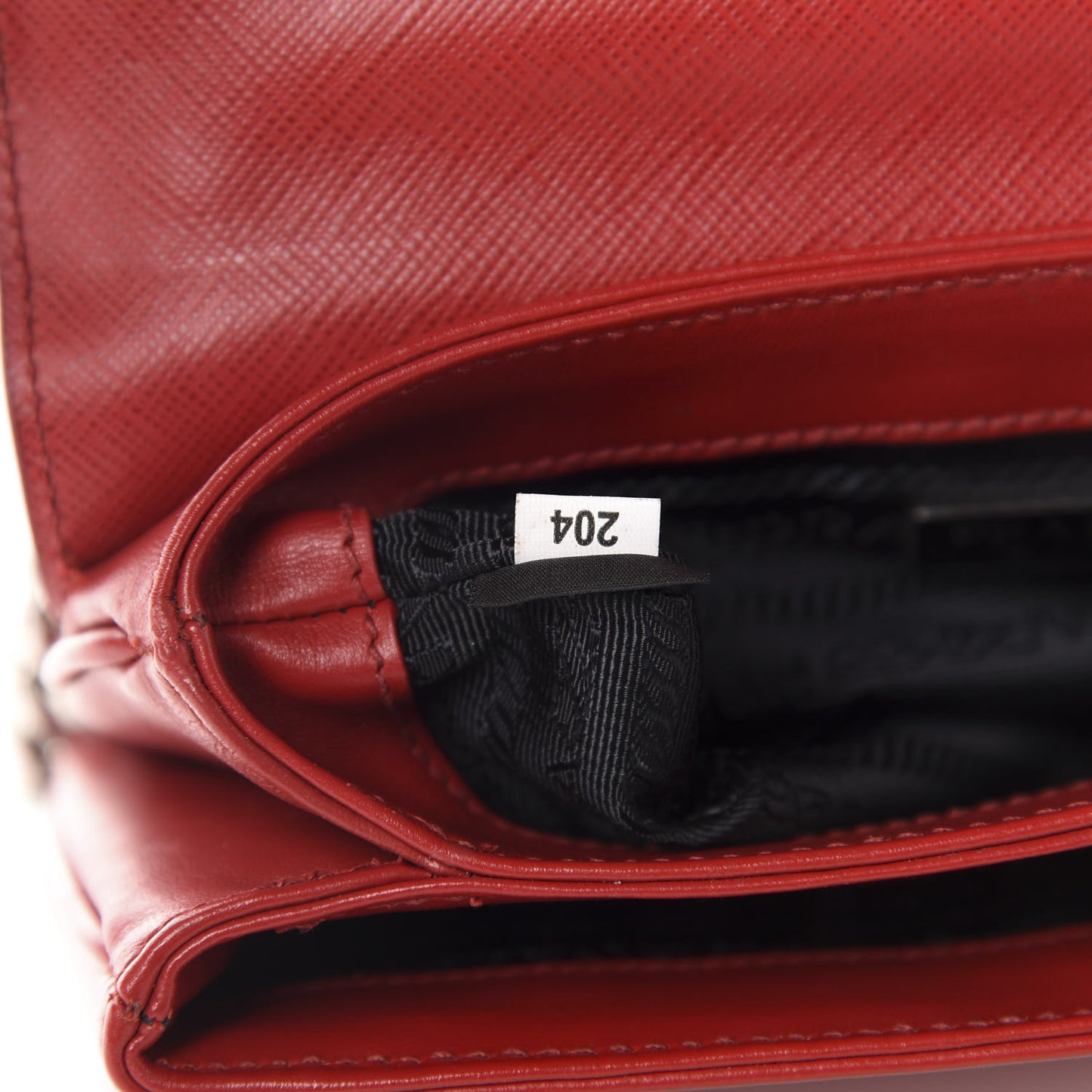 Saffiano Soft Calfskin Chain Crossbody Bag Fuoco