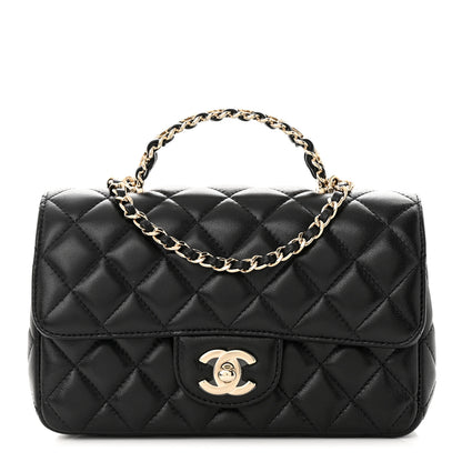 Chanel Lambskin Quilted Mini Crystal Top Handle Rectangular Flap Black 1 of 11