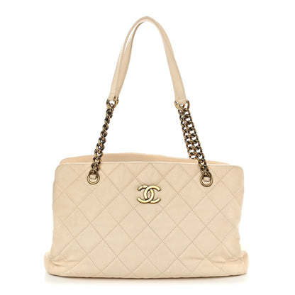 Chanel Calfskin Quilted Small CC Crown Tote Beige 1 of 14