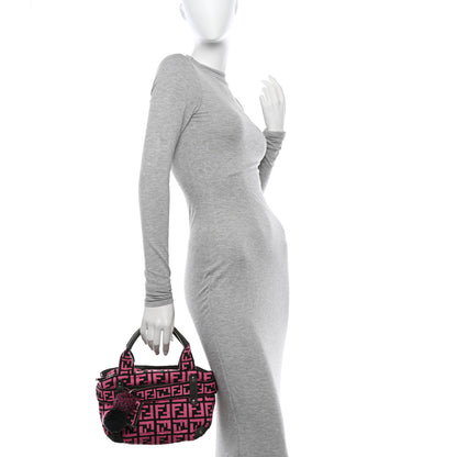 Fendi Zucca Cinghiale Medium Zip Code Shopping Tote Rosa Verde 2 of 10