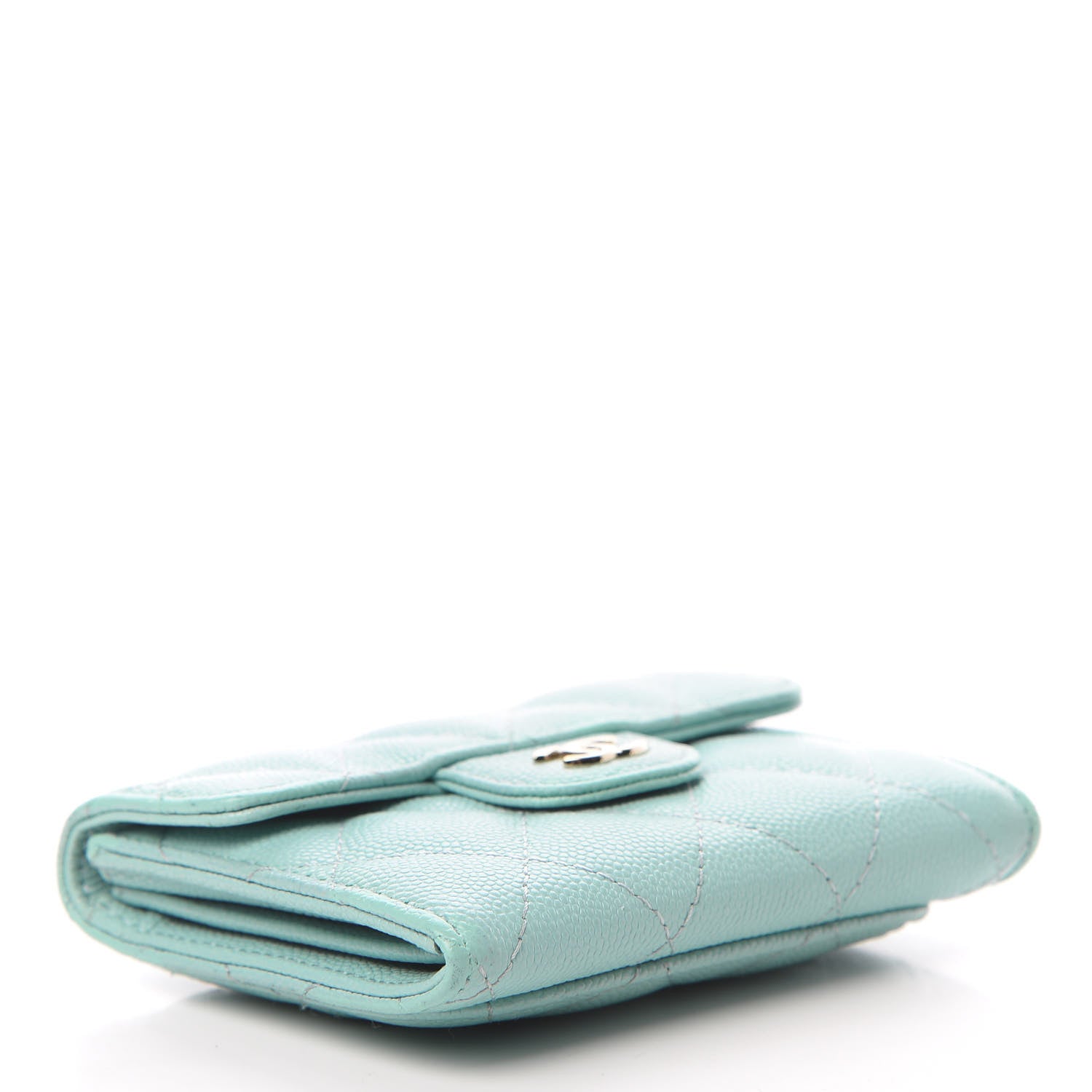 Chanel Caviar Quilted Flap Card Holder Wallet Light Blue 4 of 13