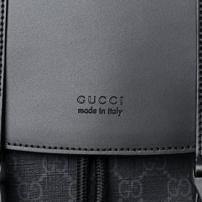 Gucci Soft GG Supreme Monogram Appia Calfskin Web Double Buckle Backpack Black 10 of 10