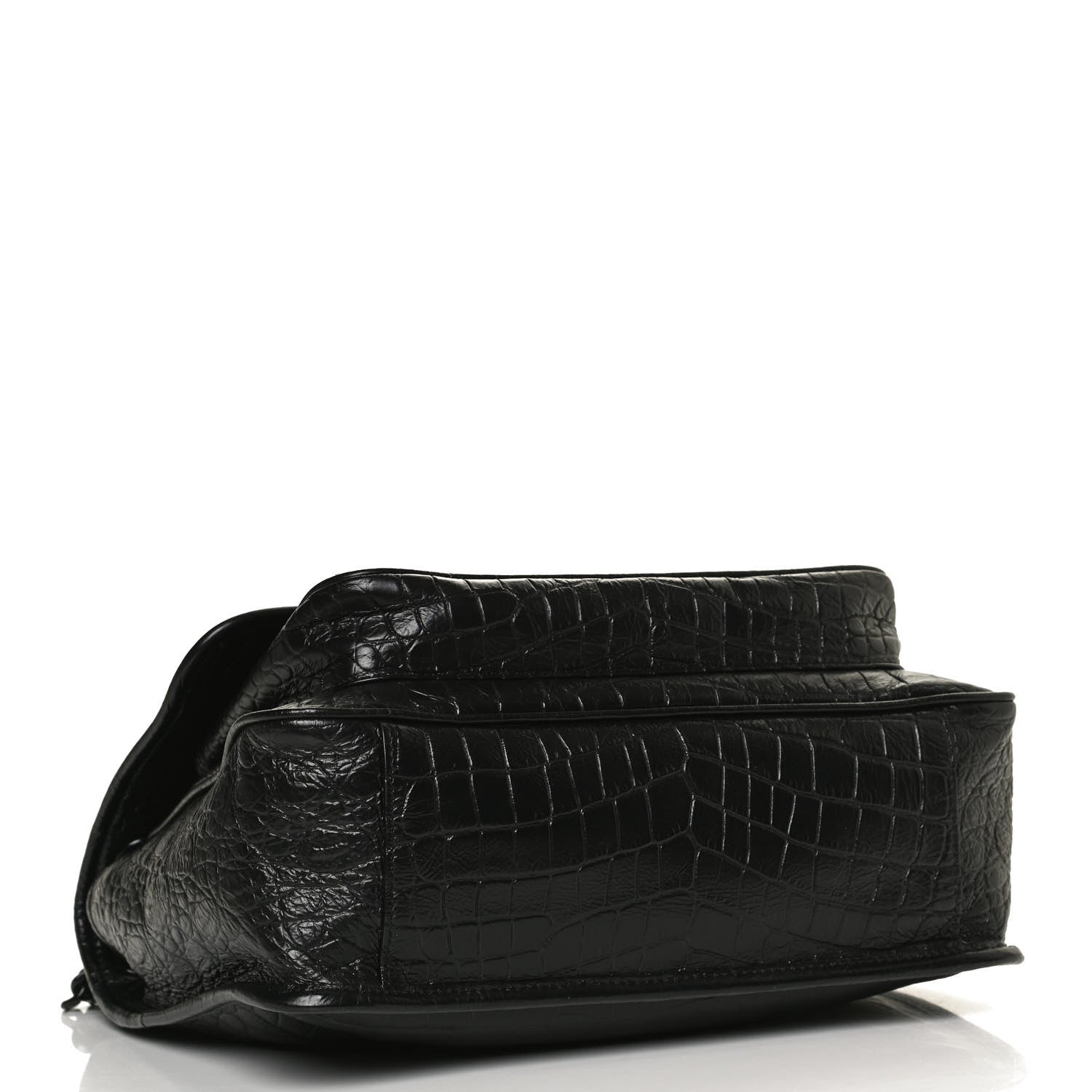 Saint Laurent Crocodile Embossed Lambskin Monogram Medium Niki Chain Satchel Black 4 of 11