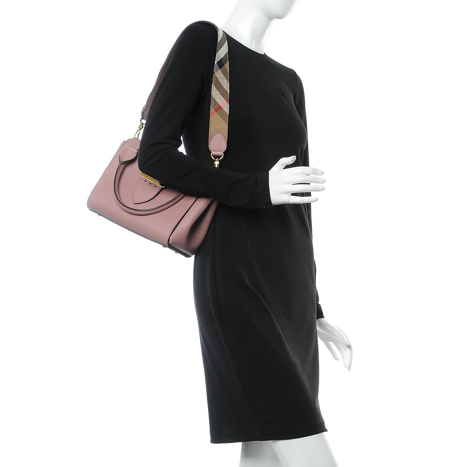 Burberry Soft Grain Calfskin Small Buckle Tote Dusty Pink 4 of 10