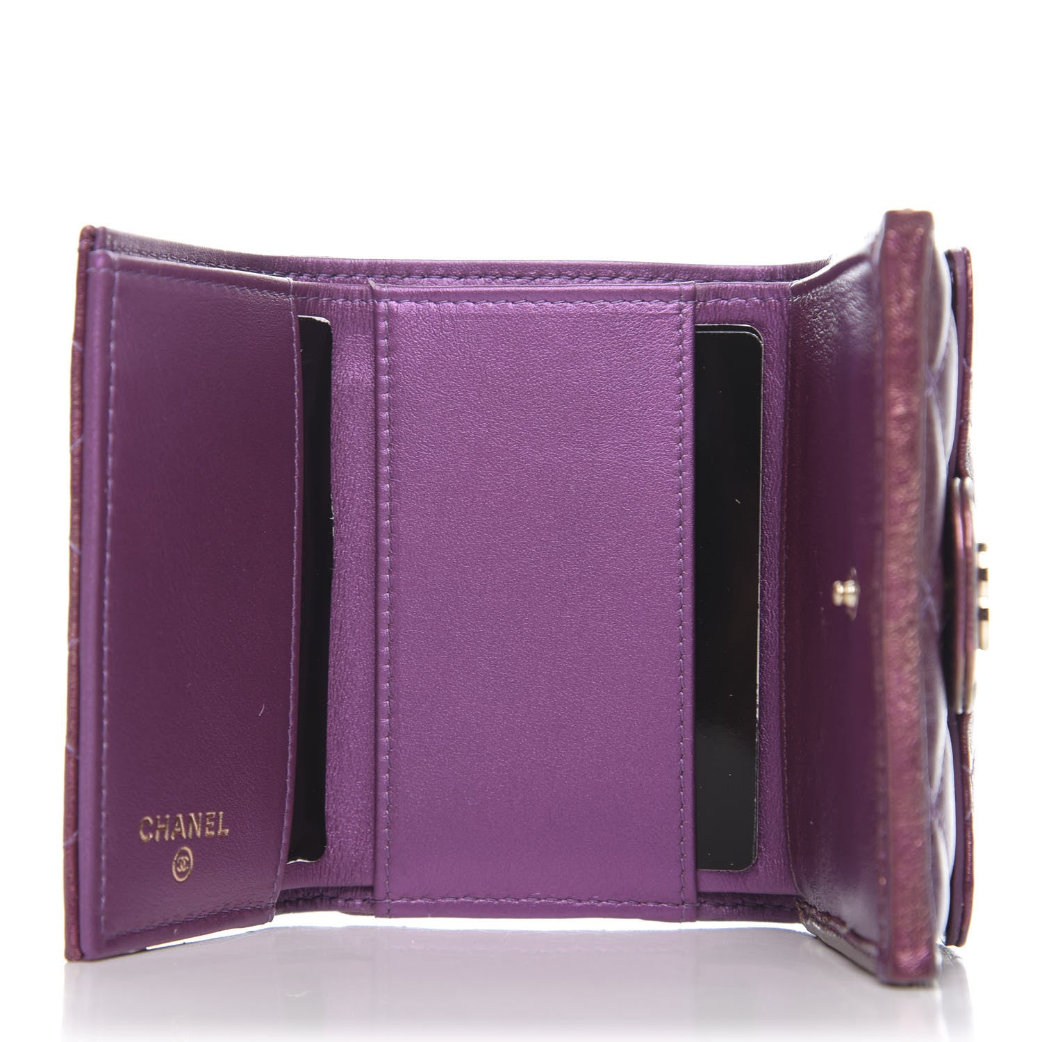 Chanel Iridescent Lambskin Small Quilted Flap Wallet Purple 5 of 8