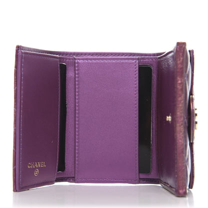 Chanel Iridescent Lambskin Small Quilted Flap Wallet Purple 5 of 8