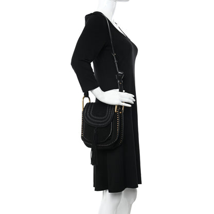 Chloe Suede Calfskin Braided Small Hudson Shoulder Bag Black 2 of 11
