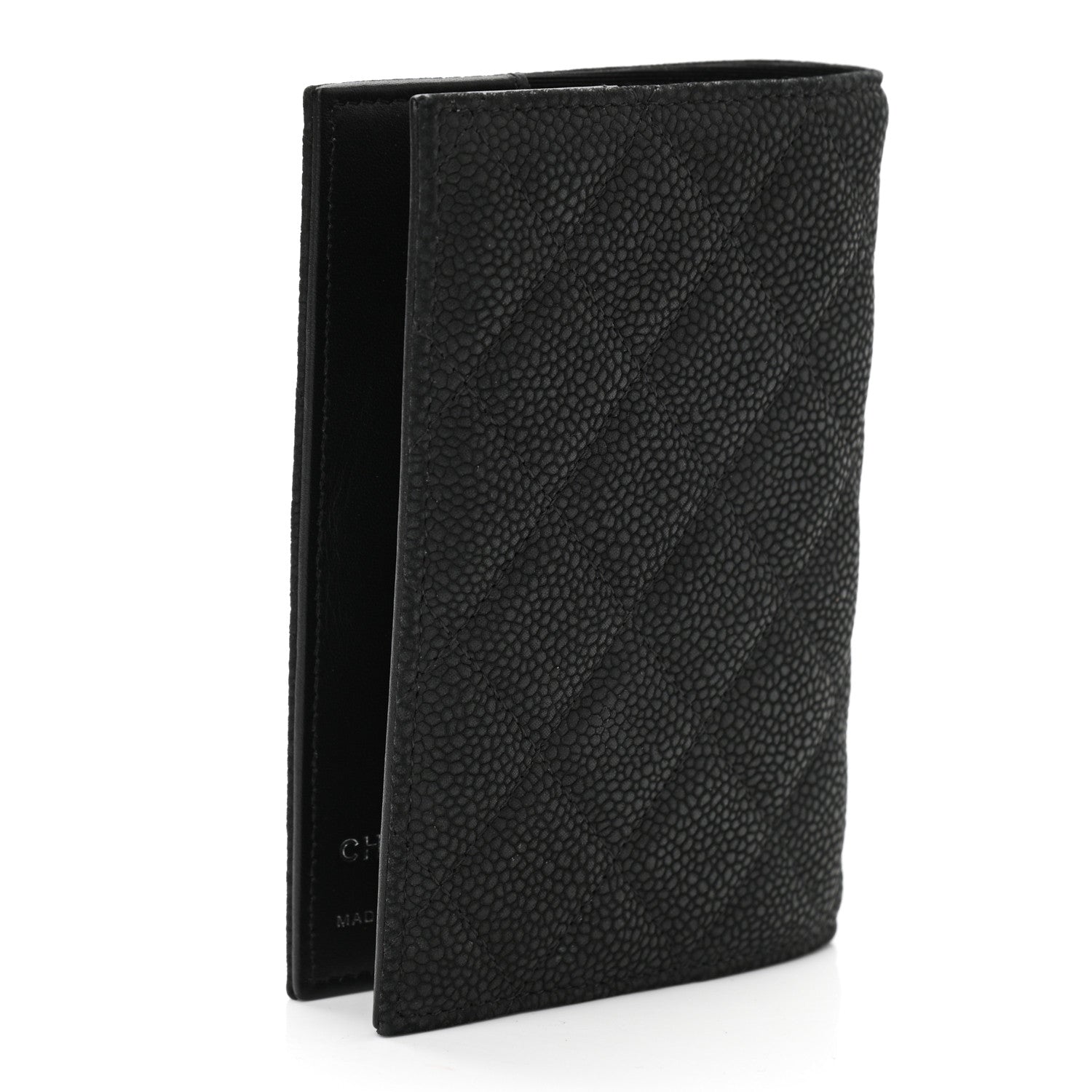 Chanel Iridescent Caviar Quilted Passport Holder Black 1127807