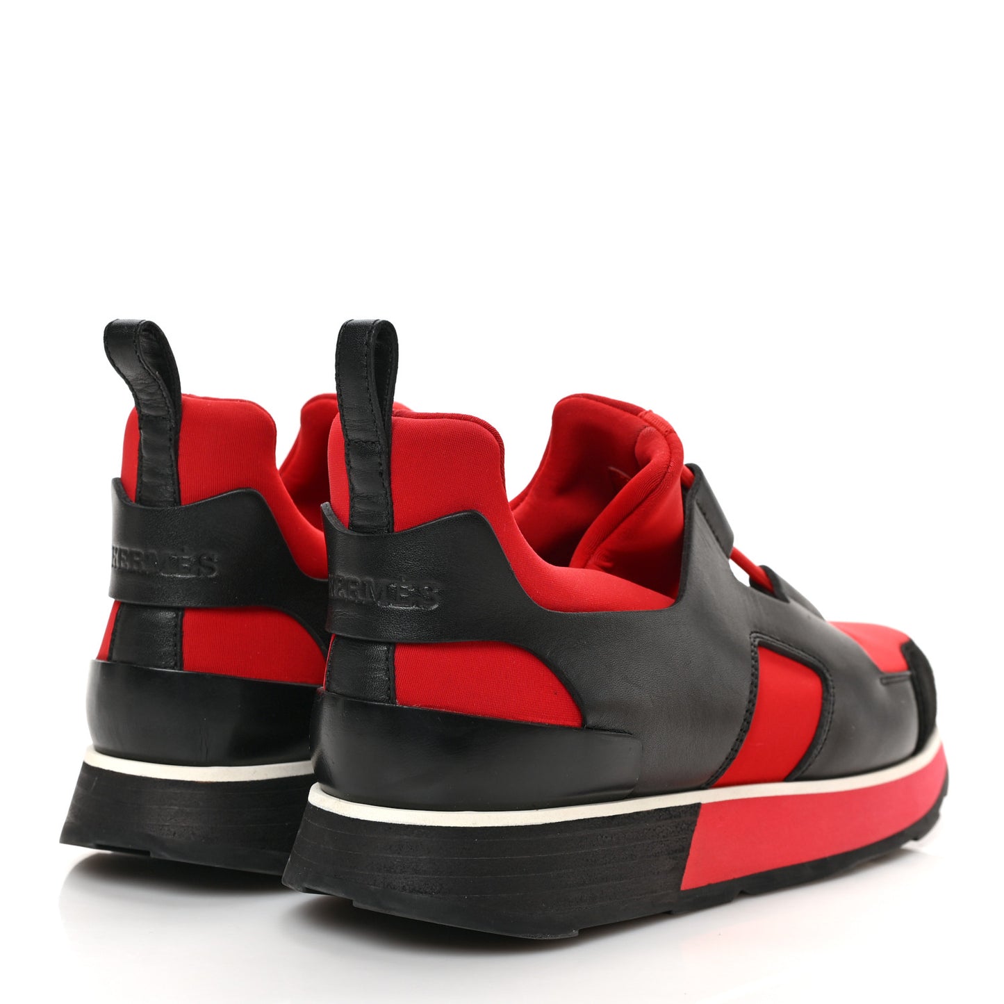 Technical Canvas Calfskin Goatskin Womens Player Sneakers 35 Rouge Black