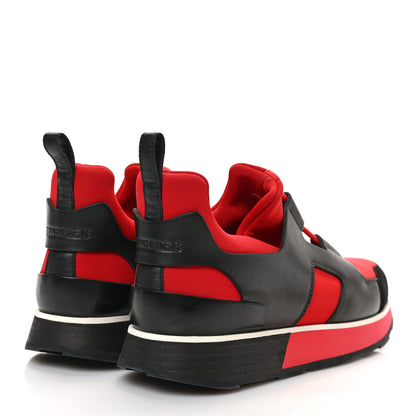 Hermes Technical Canvas Calfskin Goatskin Womens Player Sneakers 35 Rouge Black 4 of 9