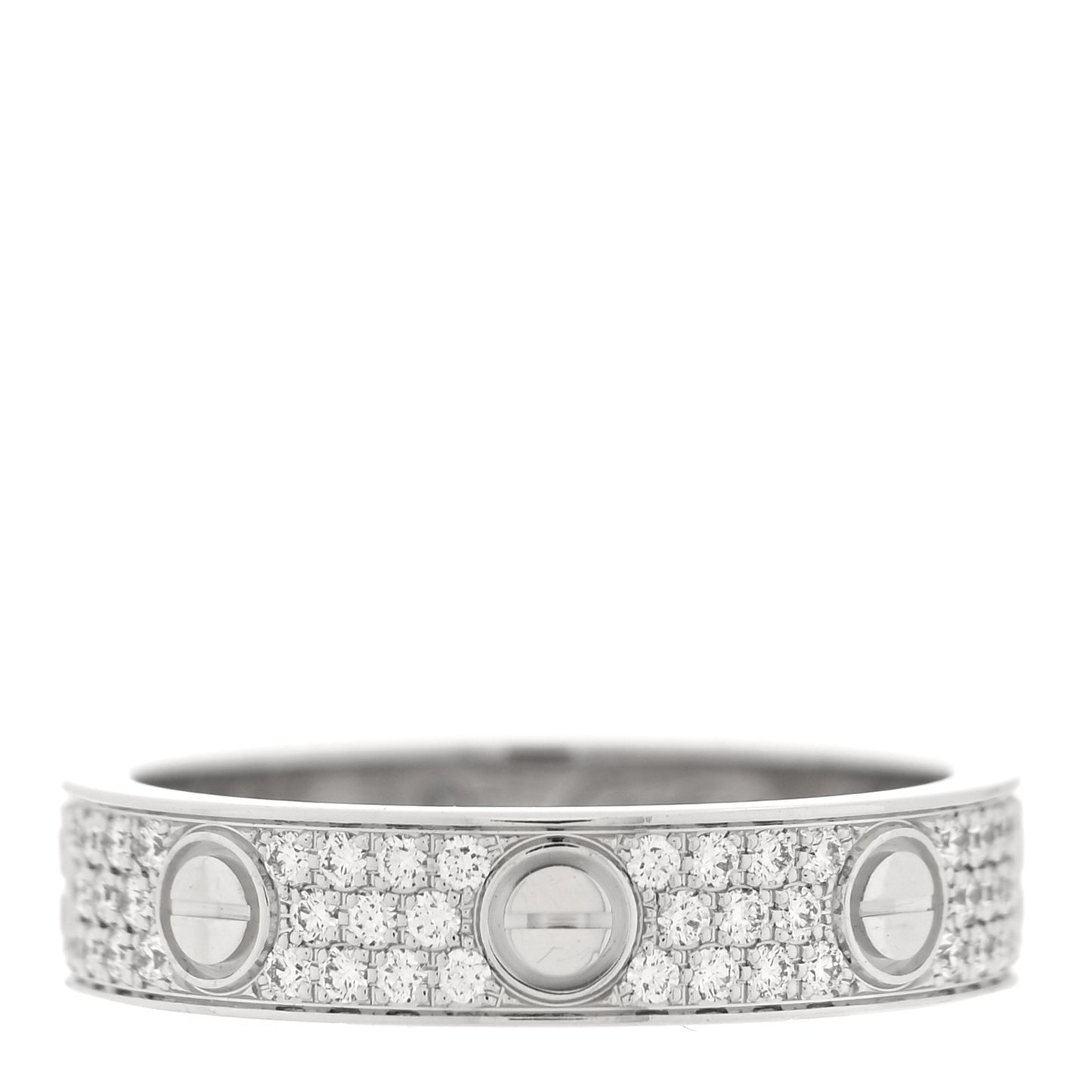 18K White Gold Diamond 4mm LOVE Wedding Paved Band Ring 48 4.5