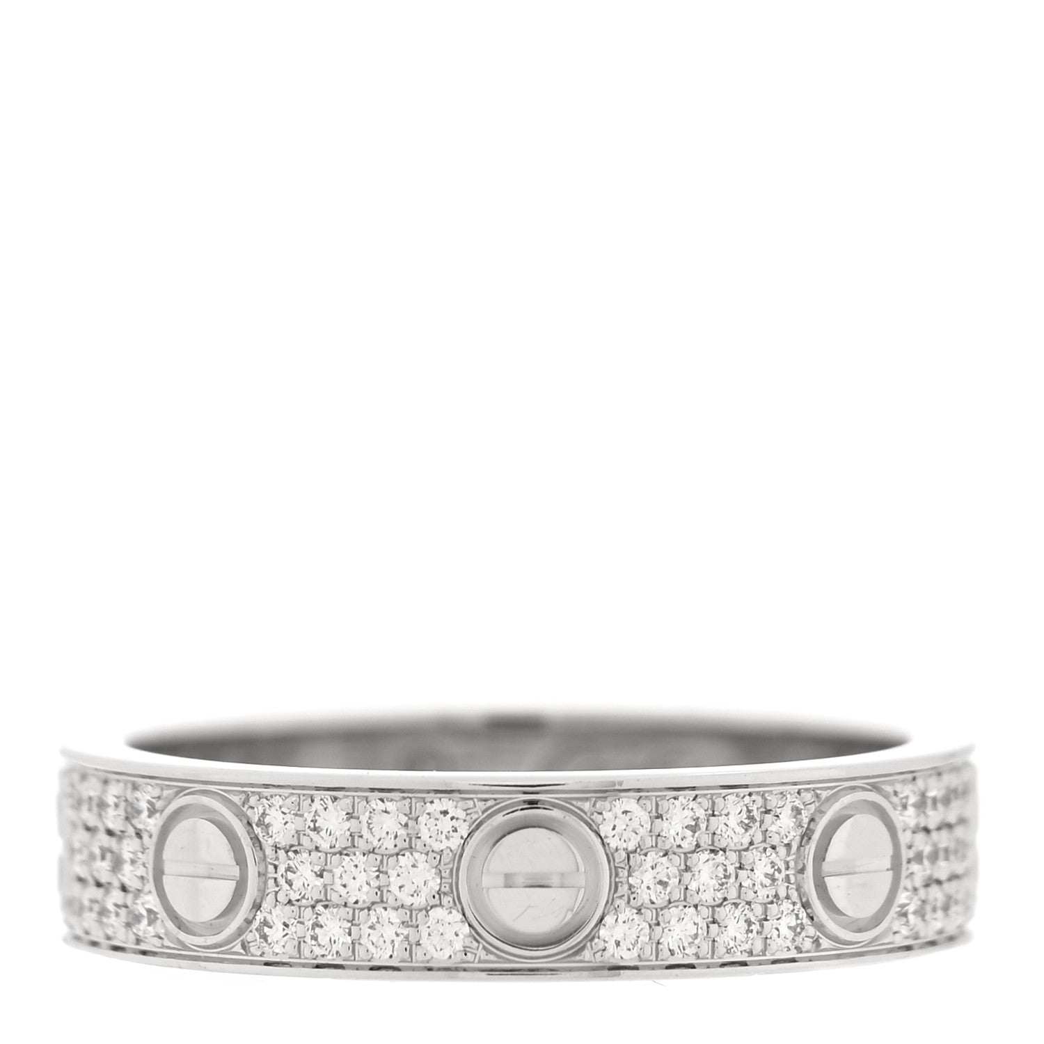 Cartier 18K White Gold Diamond 4mm LOVE Wedding Paved Band Ring 48 4.5 1 of 4