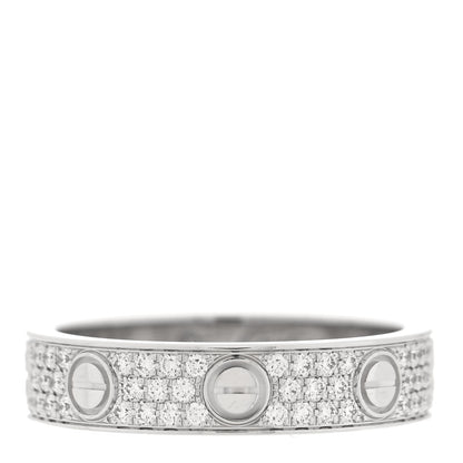 Cartier 18K White Gold Diamond 4mm LOVE Wedding Paved Band Ring 48 4.5 1 of 4