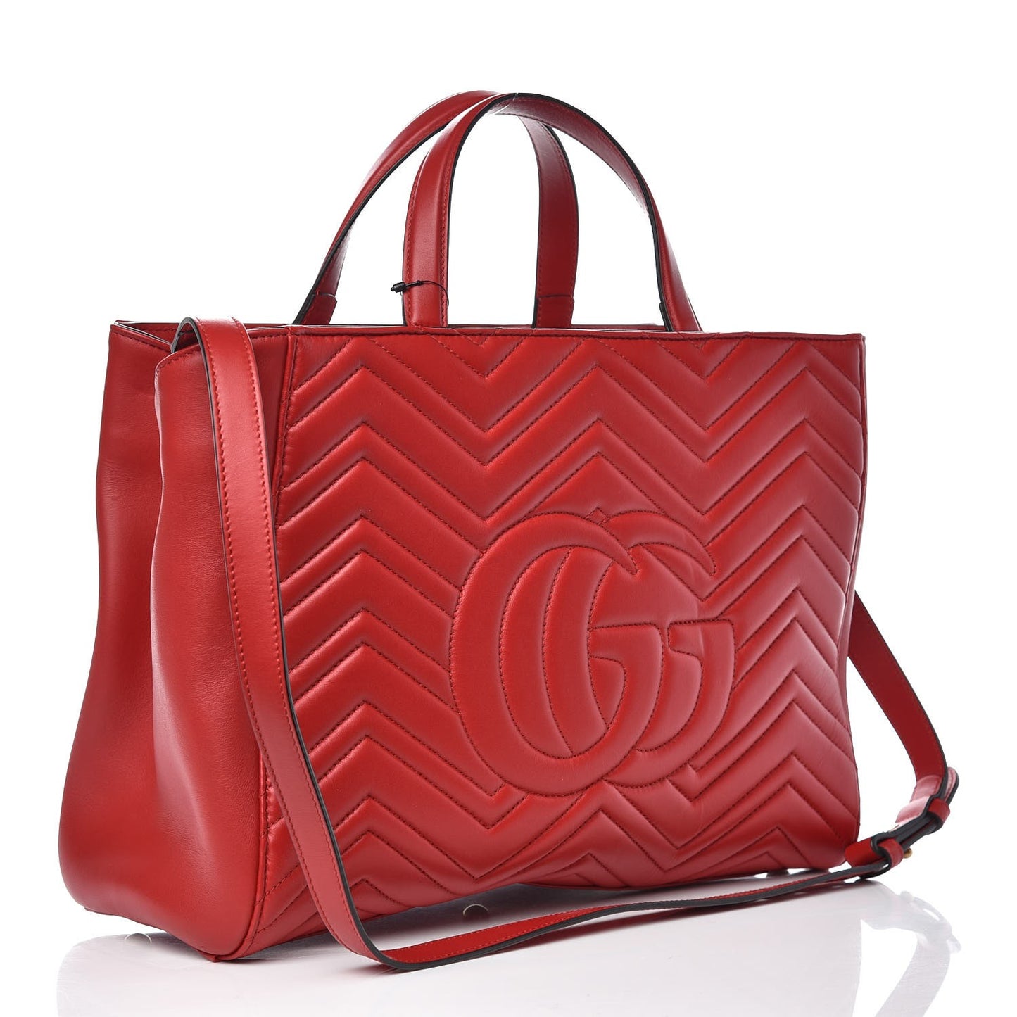 Calfskin Matelasse Medium GG Marmont Tote Hibiscus Red