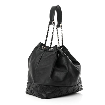 Chanel Calfskin Drawstring CC Bucket Bag Black 3 of 14