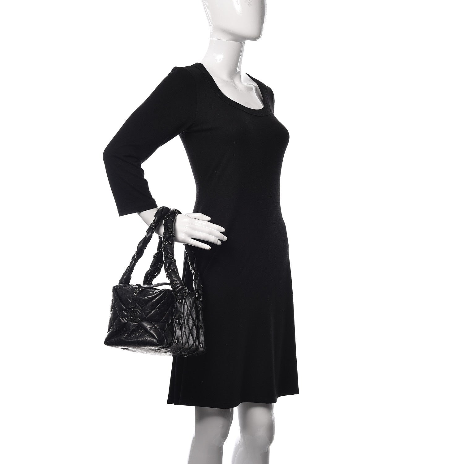 Chanel Distressed Lambskin Small Lady Braid Tote Black 2 of 9