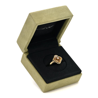 Van Cleef & Arpels 18K Yellow Gold Diamond Tigers Eye Vintage Alhambra Ring 55 7.25 6 of 6