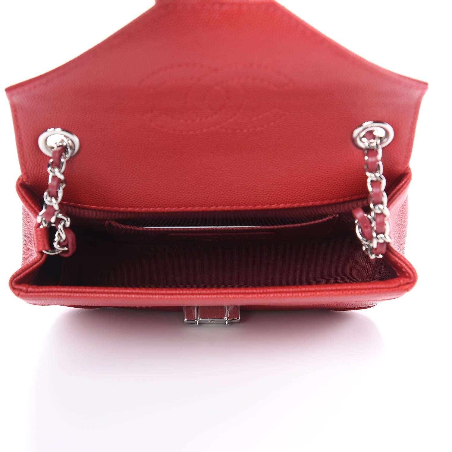 Chanel Caviar Macro Chevron Small Single Flap Red 5 of 11
