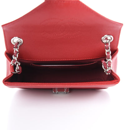 Chanel Caviar Macro Chevron Small Single Flap Red 5 of 11