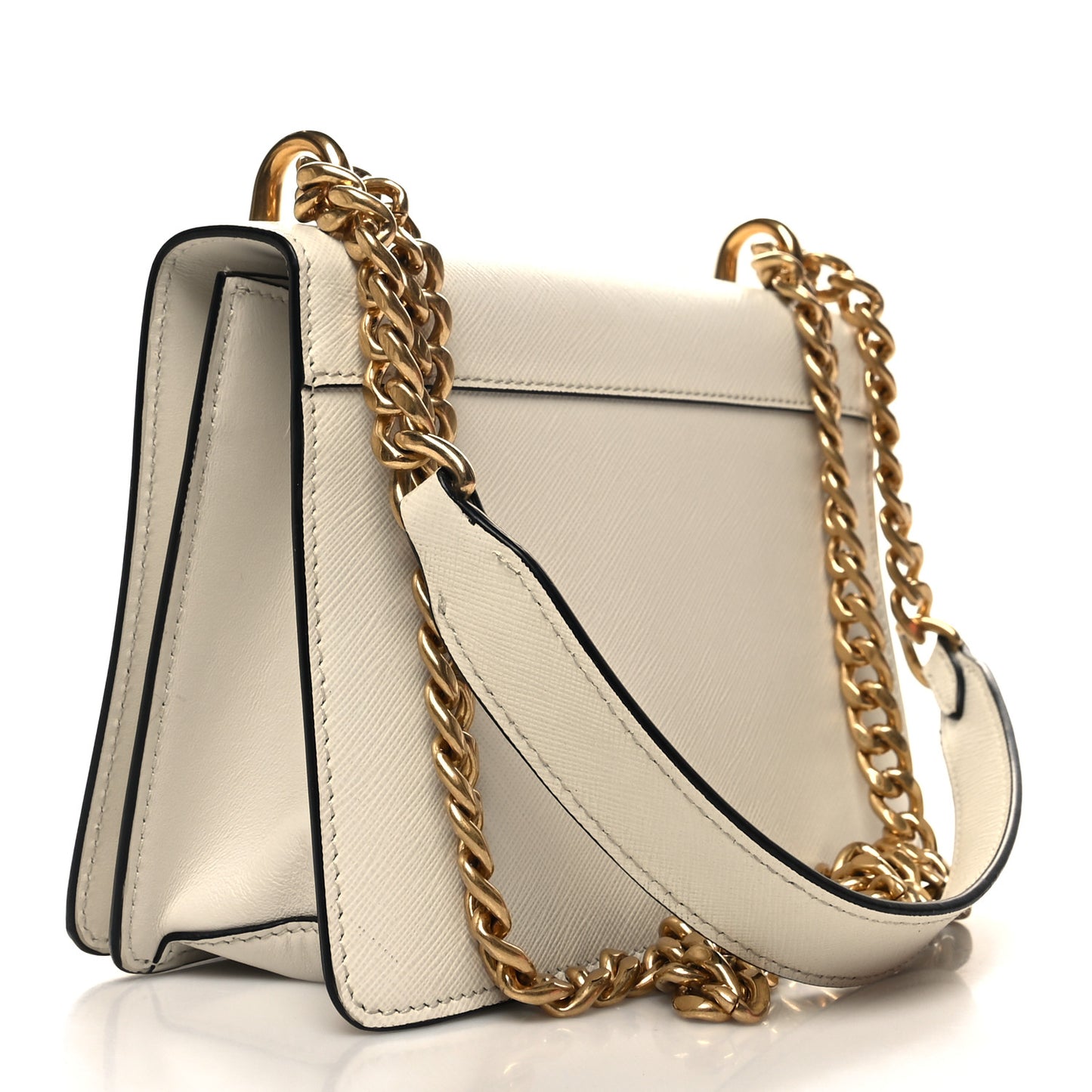 Saffiano Chain Shoulder Bag White