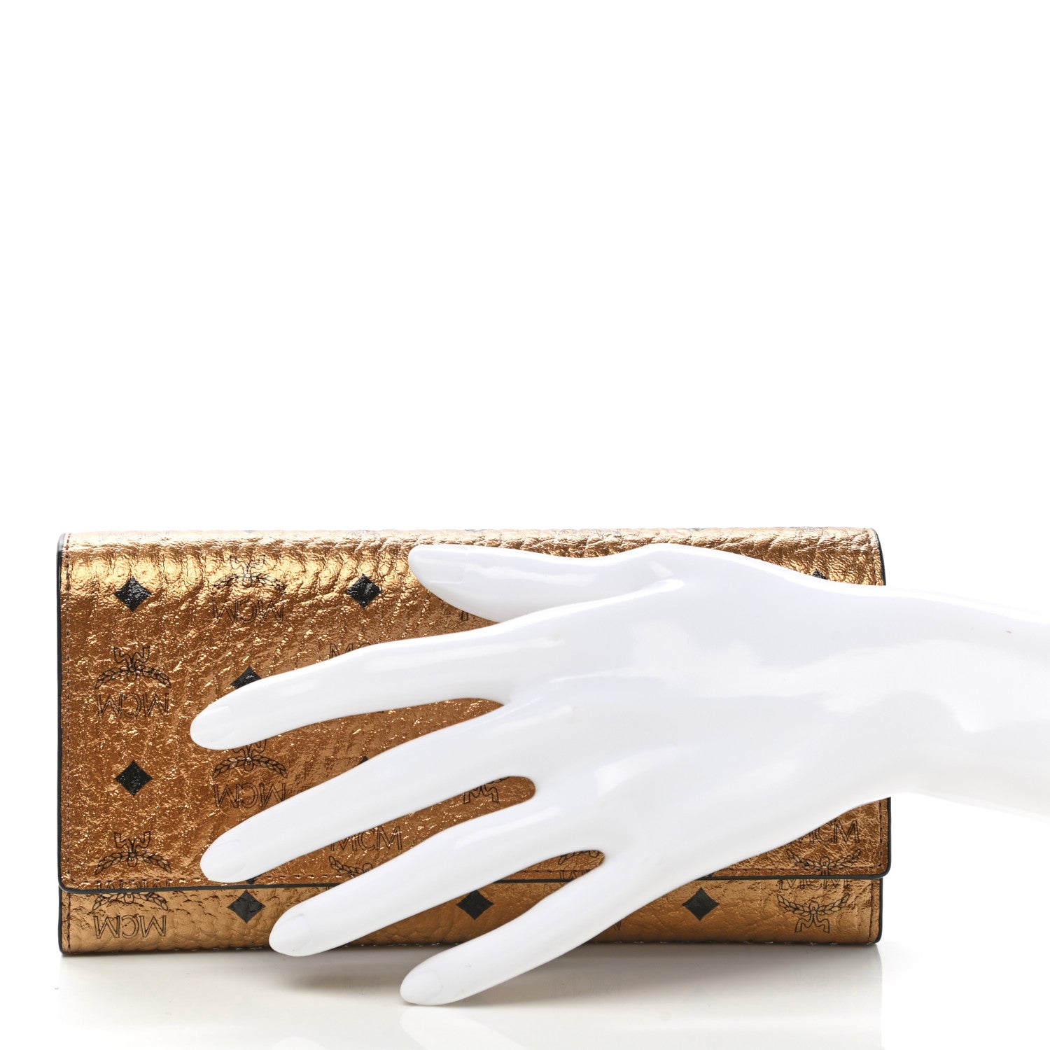 MCM Metallic Visetos Continental Flap Wallet Gold 2 of 10