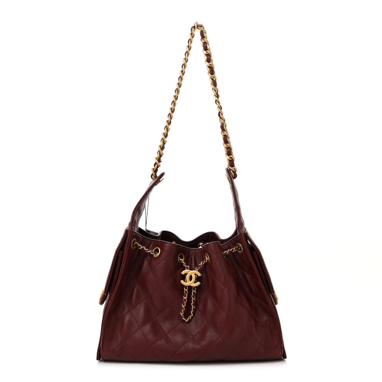 Caviar Quilted Small Chanel 25 Handbag Burgundy