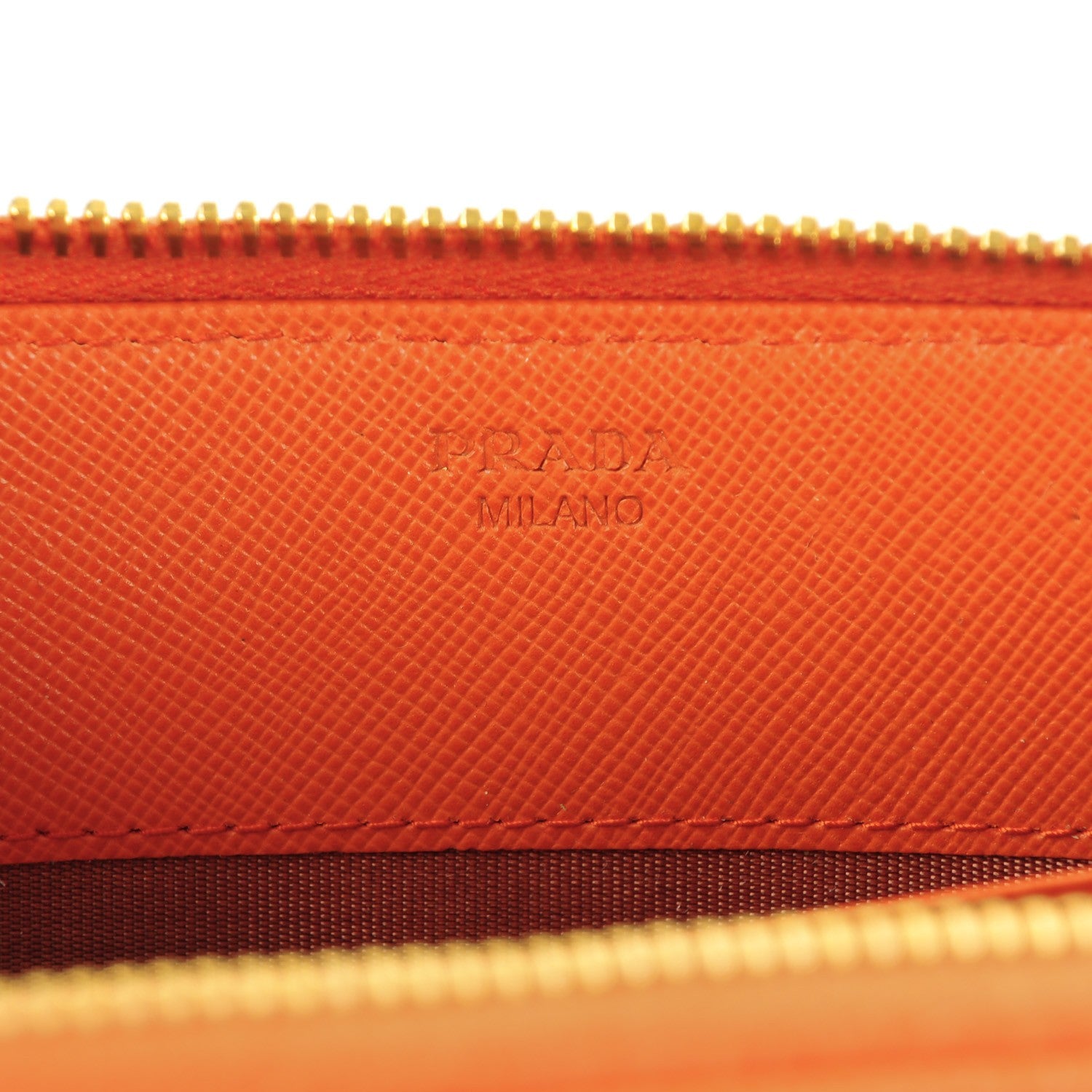 Prada Saffiano Metal Zip Around Wallet Papaya 6 of 7