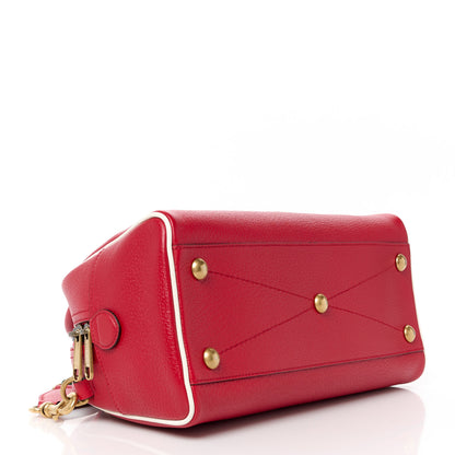Gucci X ADIDAS Textured Dollar Calfskin Web Trefoil Logo Embossed Mini Bowling Bag Red Off White 4 of 11