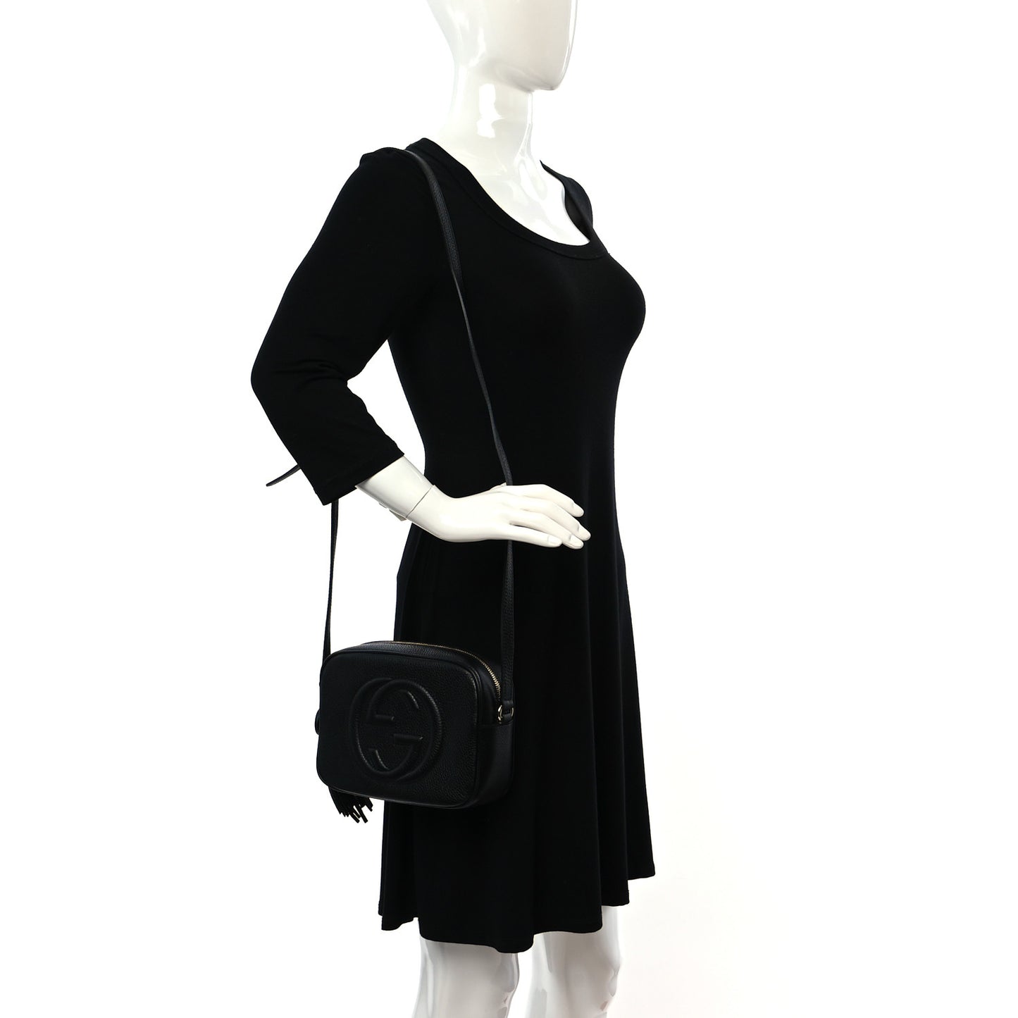 Pebbled Calfskin Small Soho Disco Bag Black