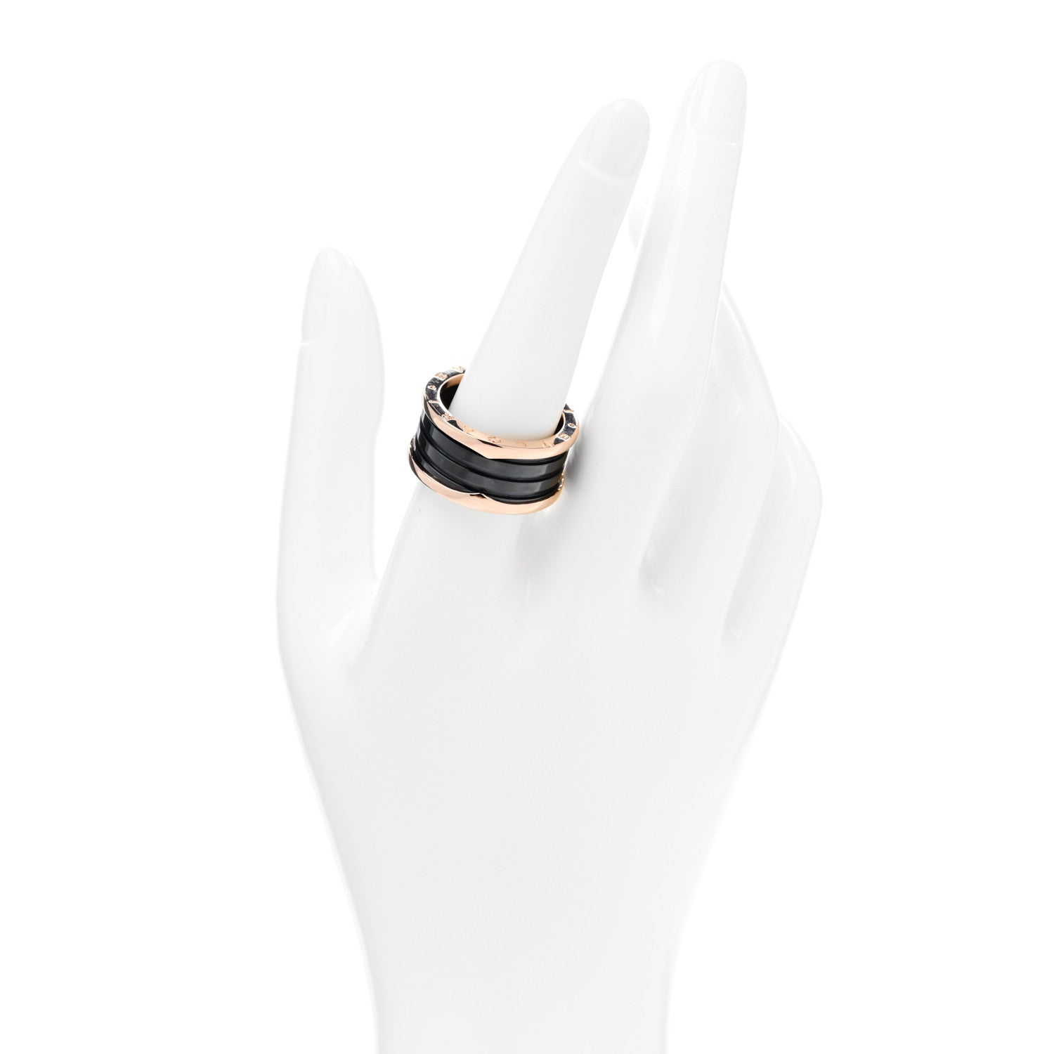 Bulgari 18K Rose Gold Black Ceramic B.Zero1 Four-Band Ring 61 9.5 2 of 4