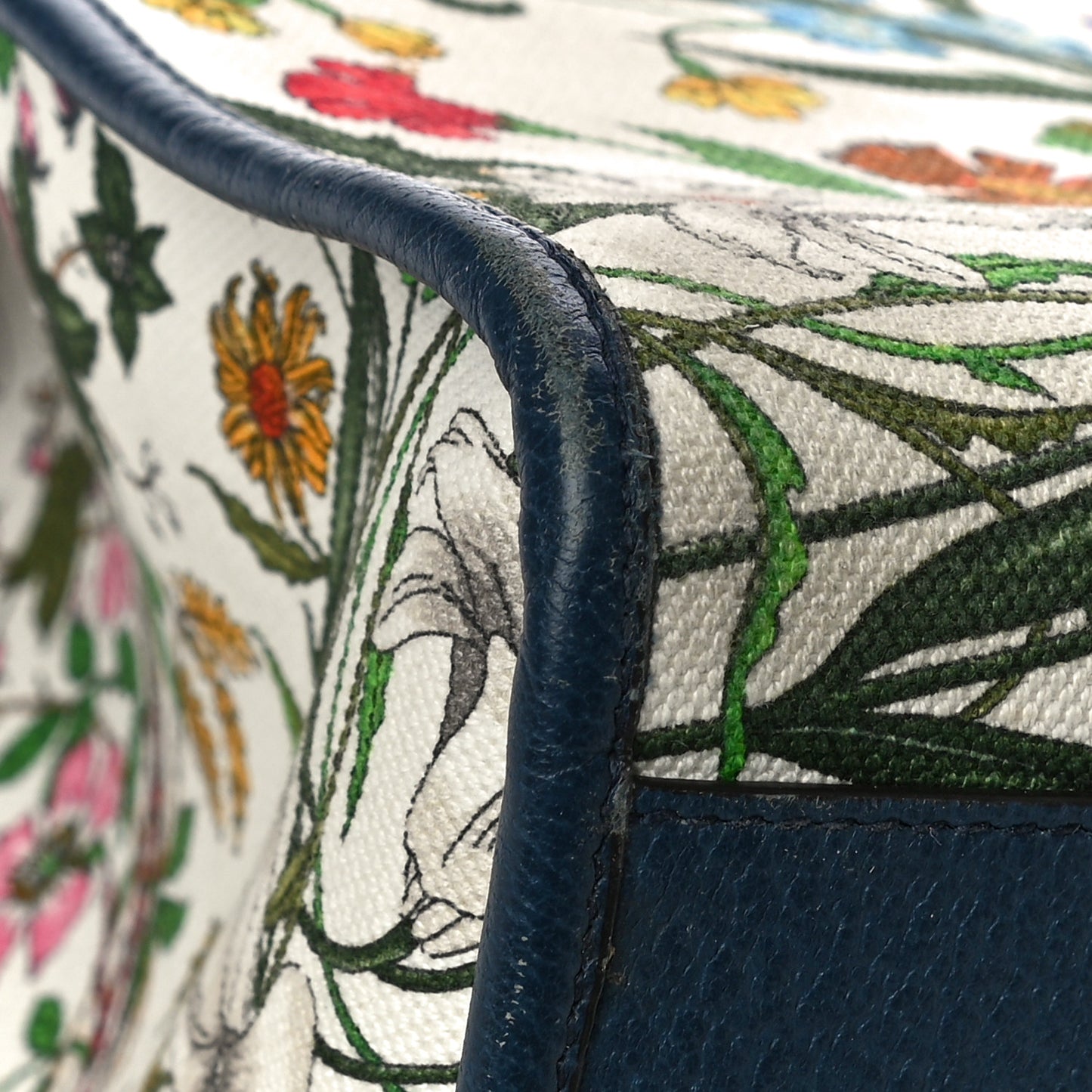 Canvas Large Flora Tote Navy Multicolor