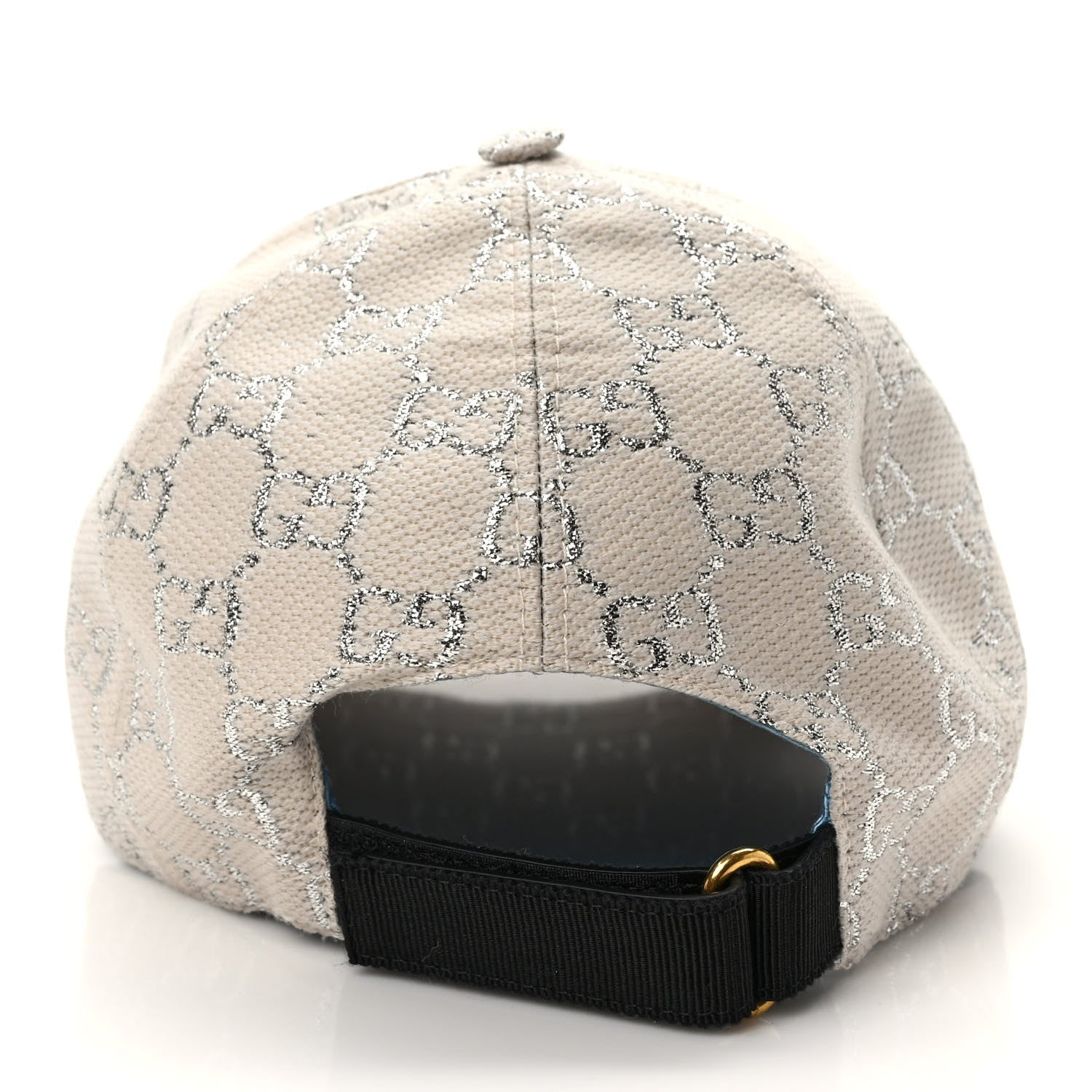 Gucci Canvas Lame GG Monogram Rush Baseball Hat L Gardenia Silver 6 of 9