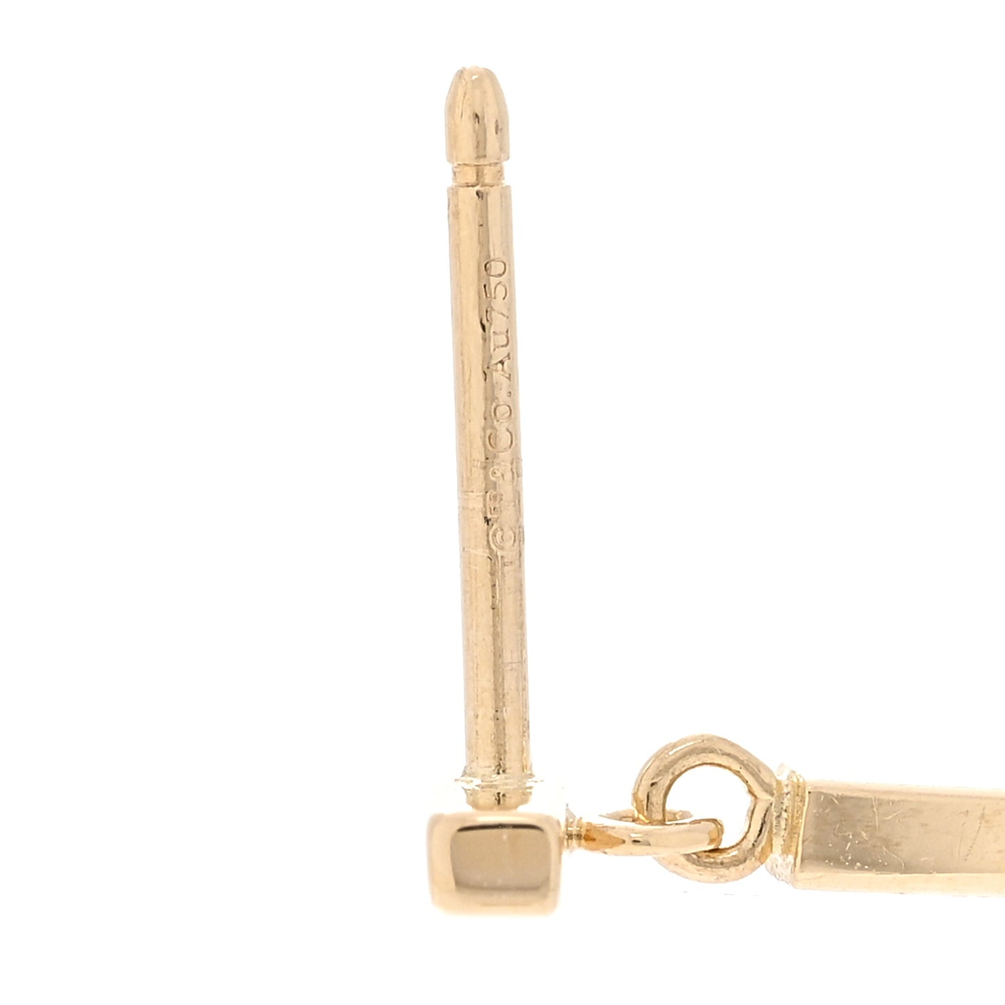 18K Yellow Gold Diamond T Bar Earrings