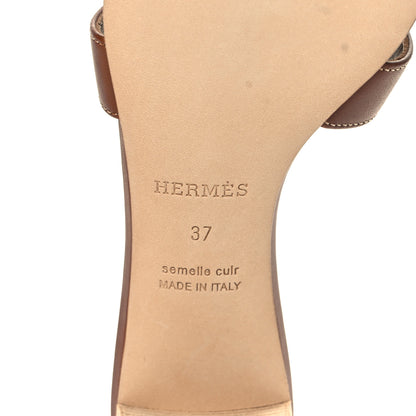 Hermes Calfskin Oasis Sandals 37 Gold 6 of 8