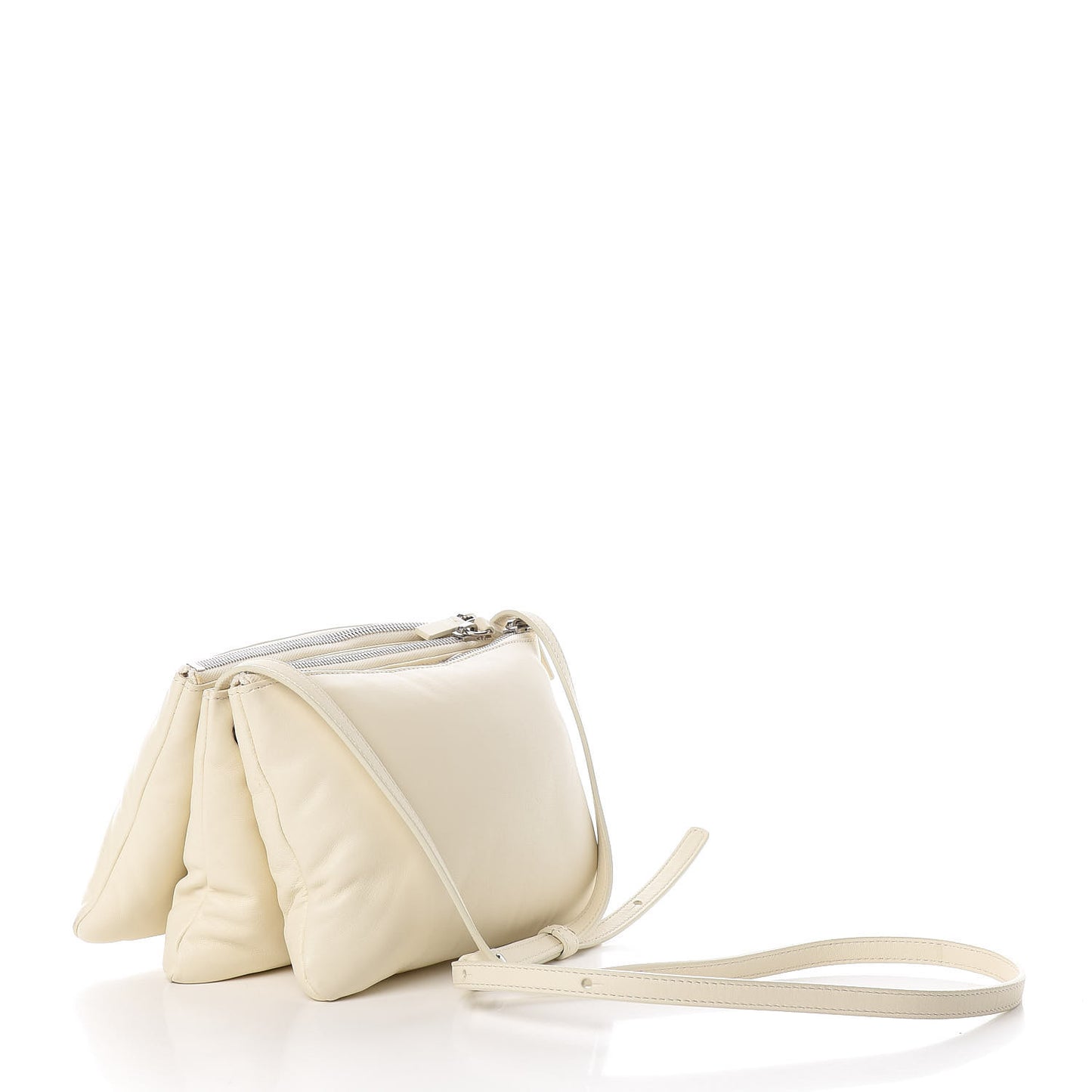 Goatskin Large Pillow Trio Crossbody Bag White