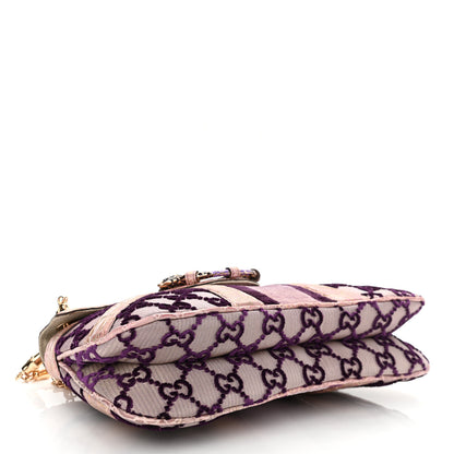 Gucci Velvet Monogram Crocodile Tom Ford Jeweled Dragon Shoulder Bag Purple Pink 4 of 10