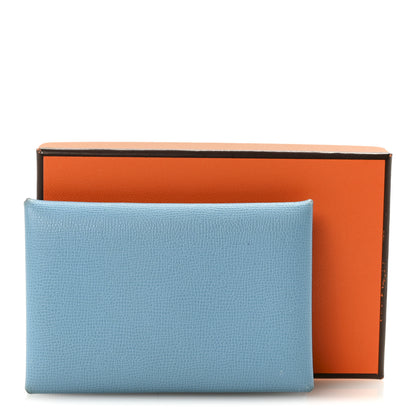 Hermes Epsom Calvi Card Case Celeste 7 of 7