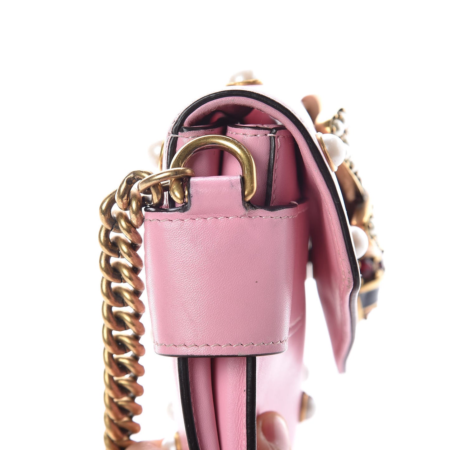 Nappa Pearl Studded Mini Queen Margaret Broadway Shoulder Bag Sugar Pink