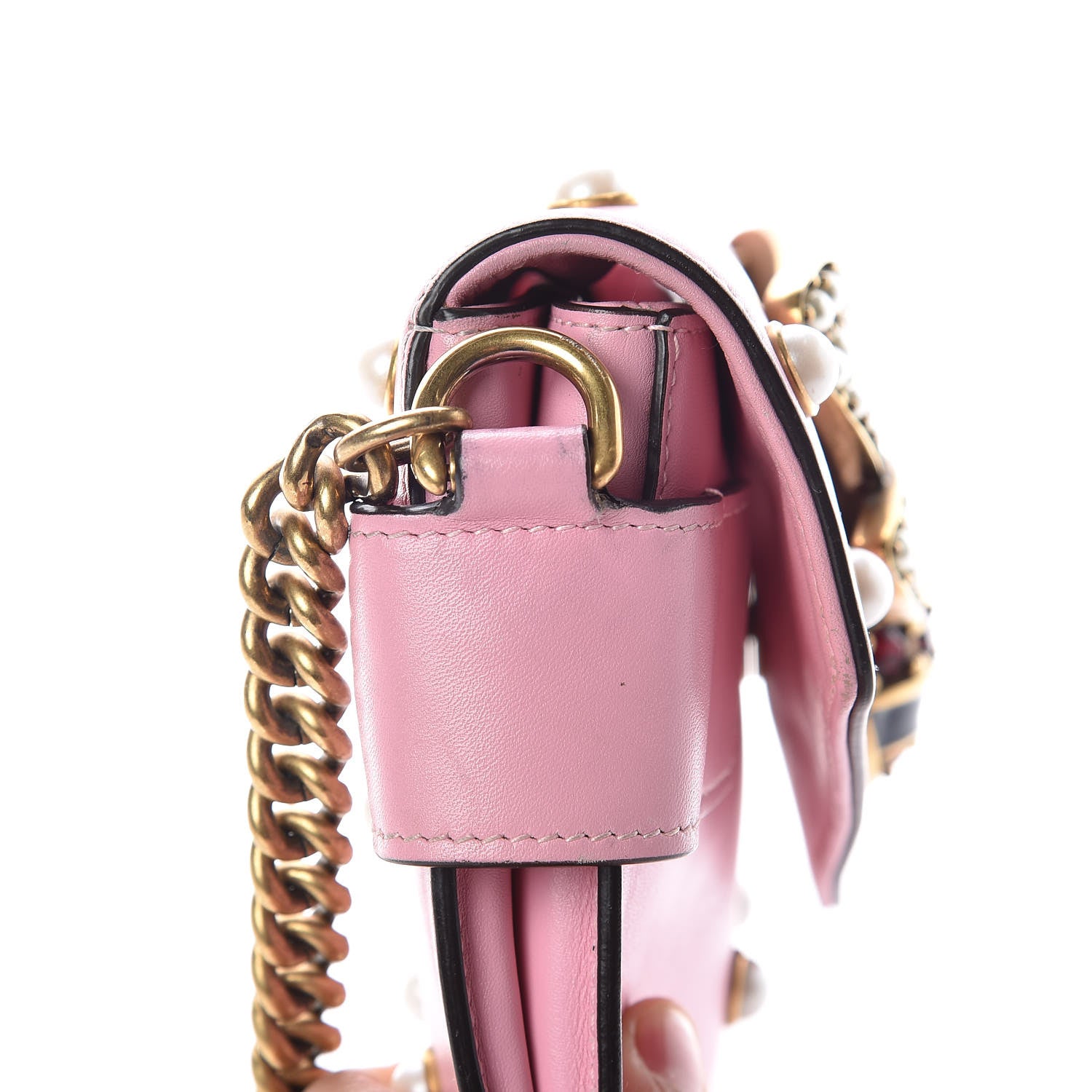 Gucci Nappa Pearl Studded Mini Queen Margaret Broadway Shoulder Bag Sugar Pink 11 of 28