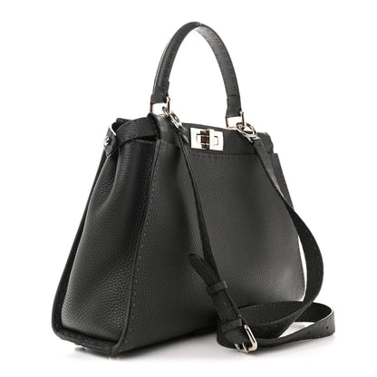 Fendi Cuoio Romano Selleria Bi-Color Medium Peekaboo Iconic Satchel Asfalto Latte 3 of 14