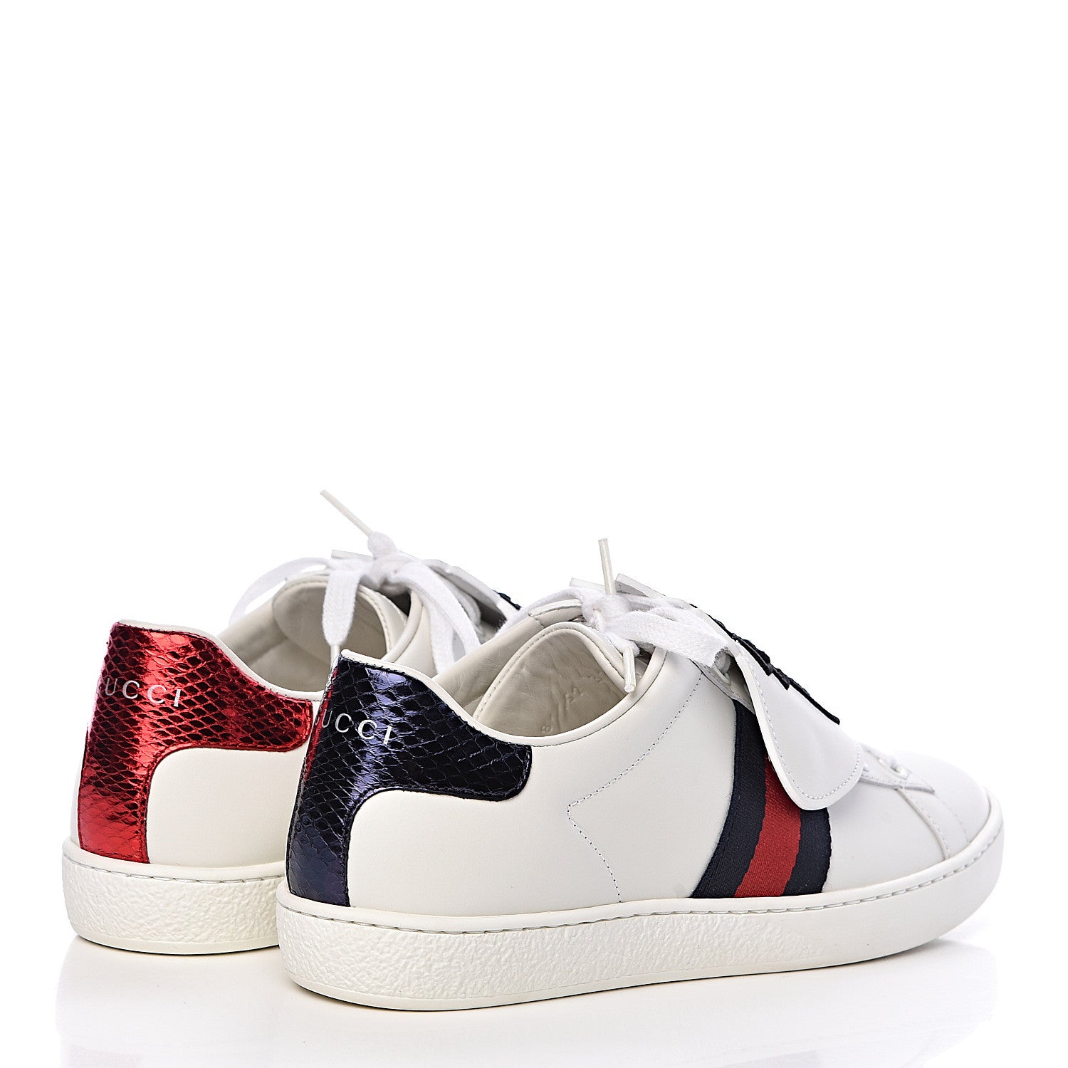 Gucci Calfskin Ayers Crystal Web Womens New Ace Pineapple Sneakers 37 White 4 of 11