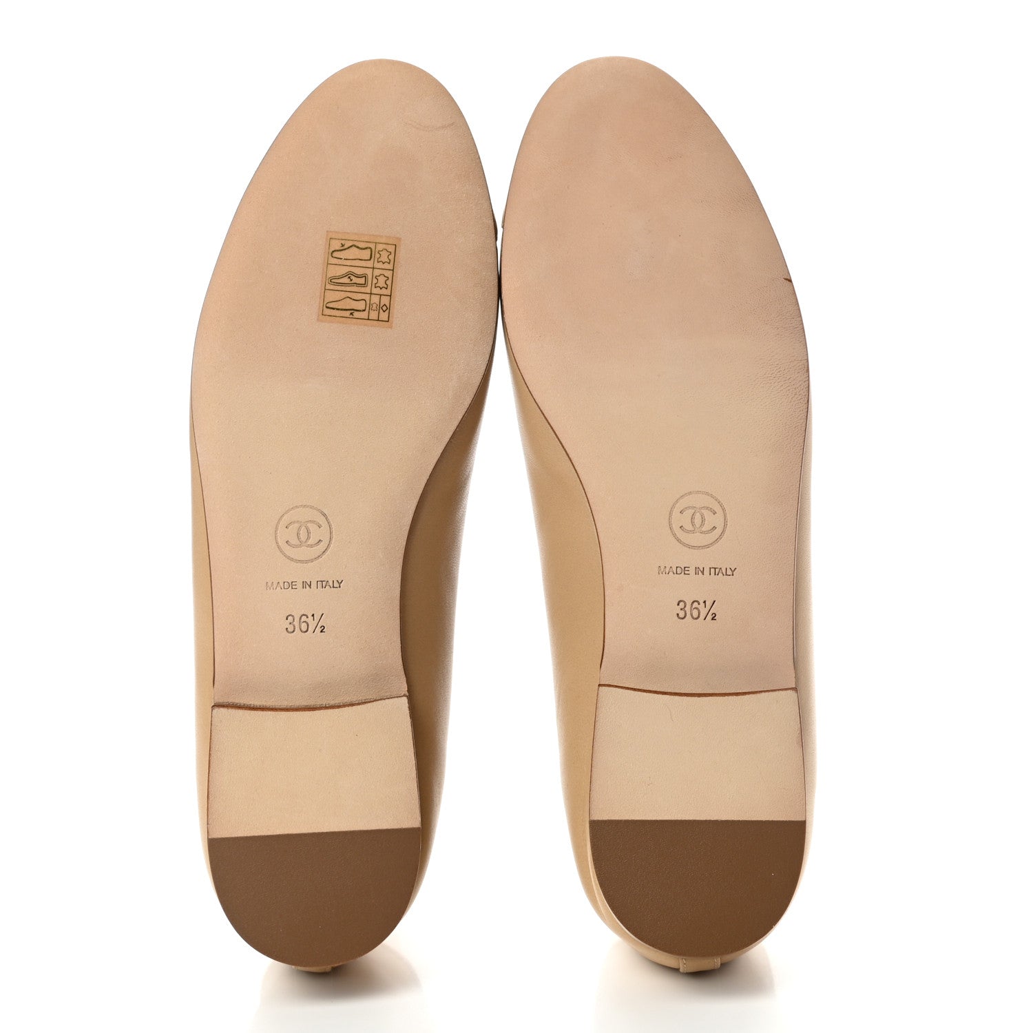 Chanel Lambskin Cap Toe CC Ballerina Flats 36.5 Beige 5 of 9
