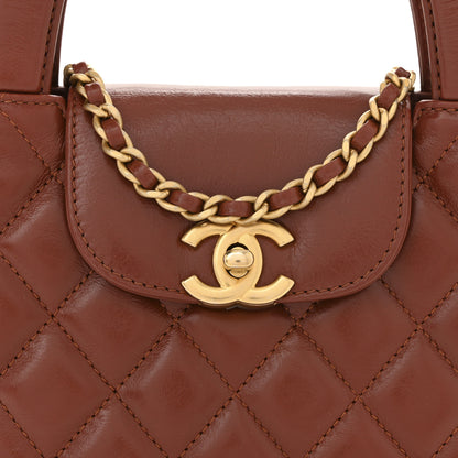 Chanel Shiny Aged Calfskin Quilted Nano Kelly Shopper Brown 8 of 11