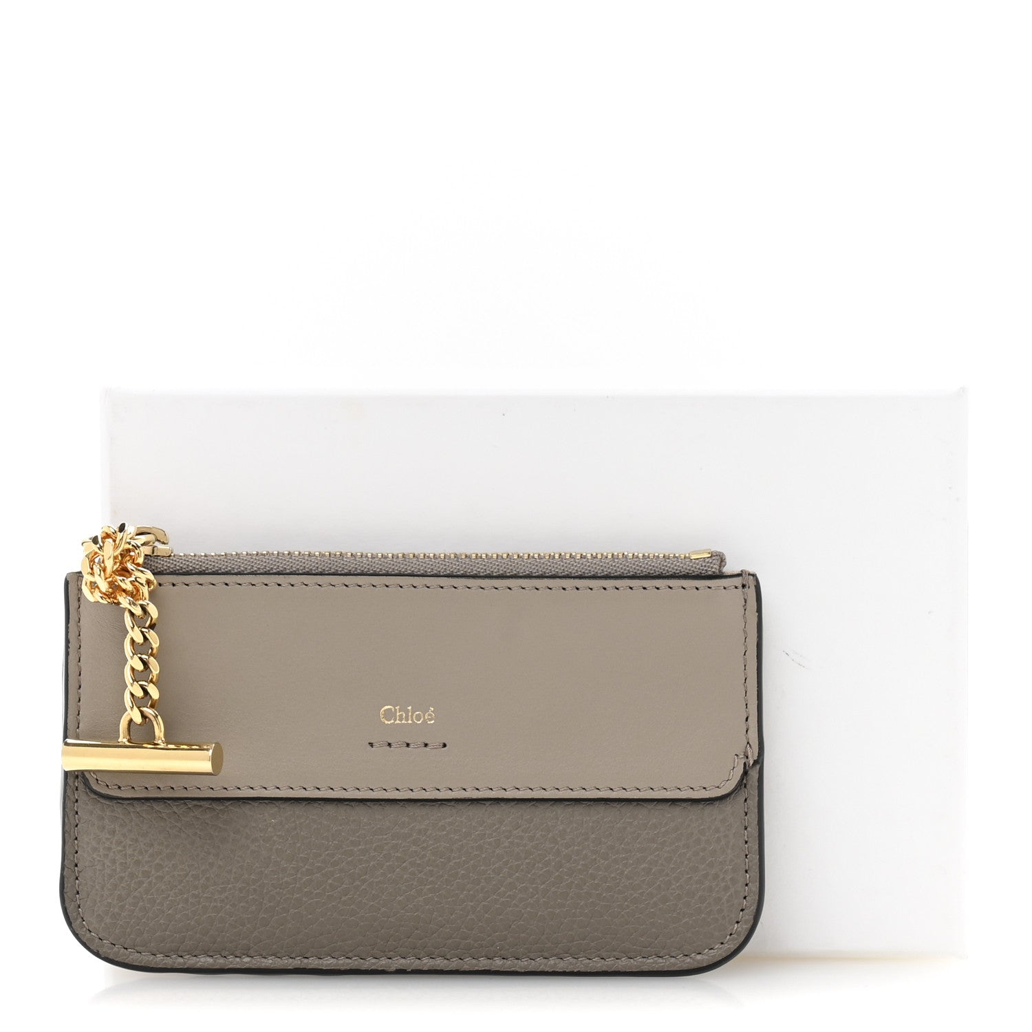 Chloe Grained Calfskin Drew Card Holder Motty Grey 11 of 11